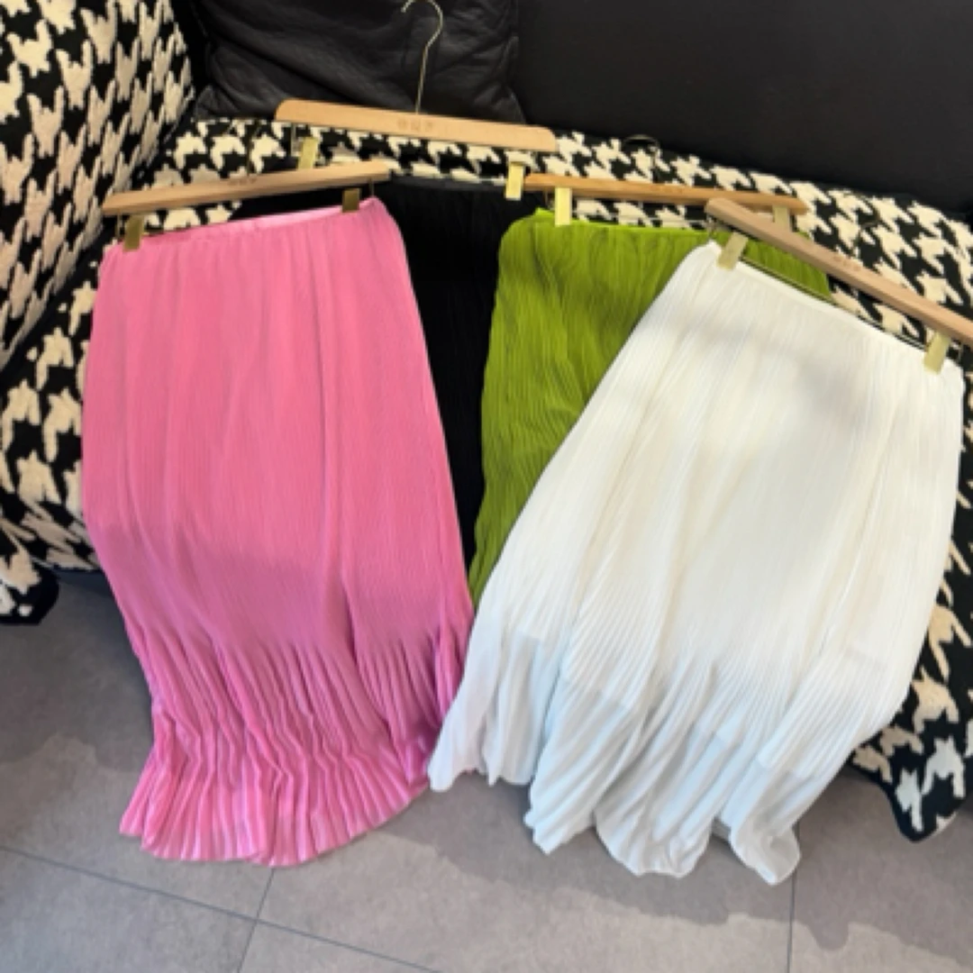 9090凉感面料轻奢小众高级感赫本风高腰半身裙