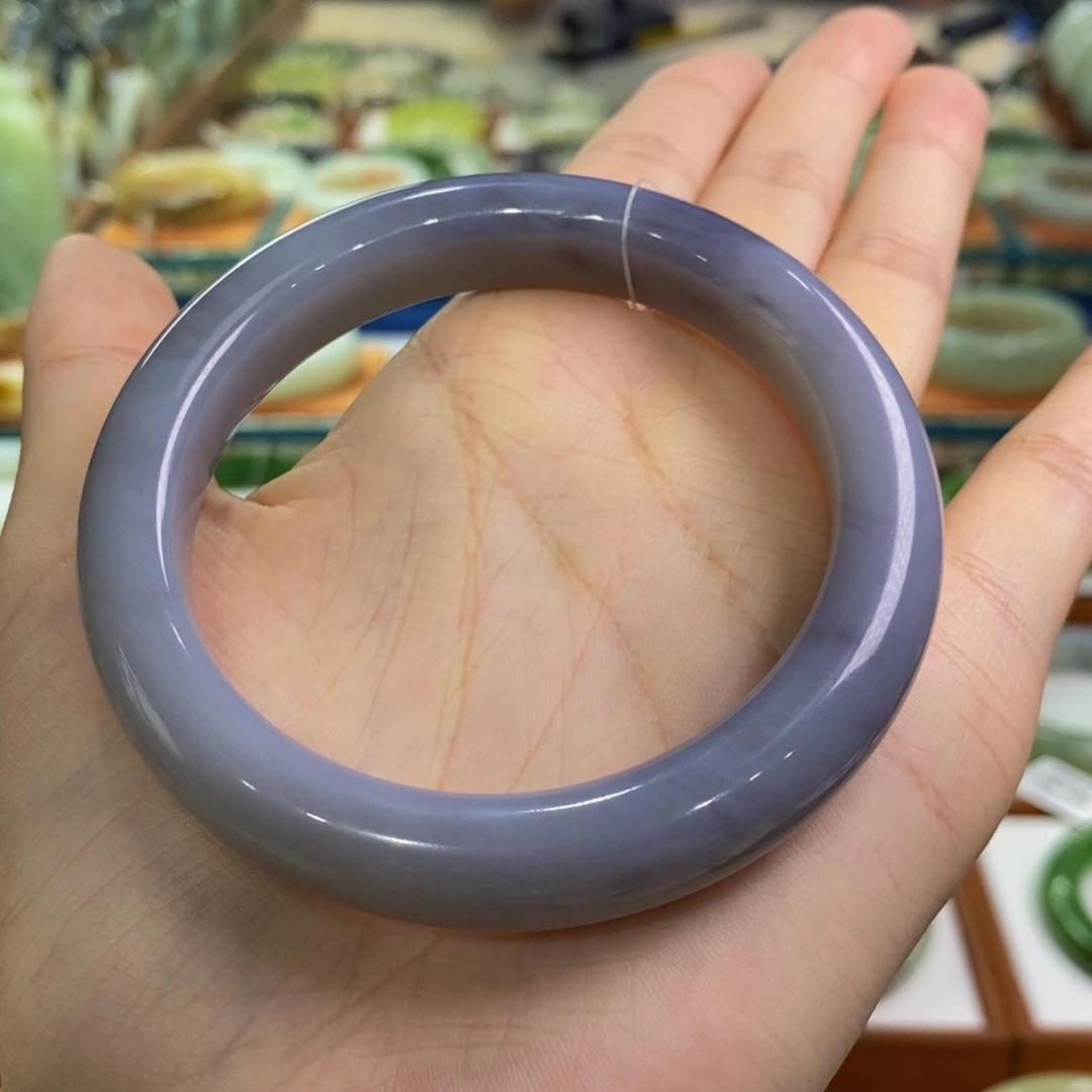 和田玉手镯未镶嵌青海芋泥啵啵紫59/60