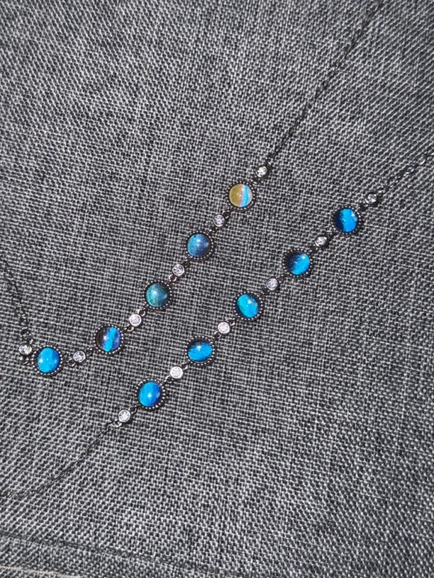 蝶翅纯银手链大蓝闪蝶五色蛋面生日礼物推荐