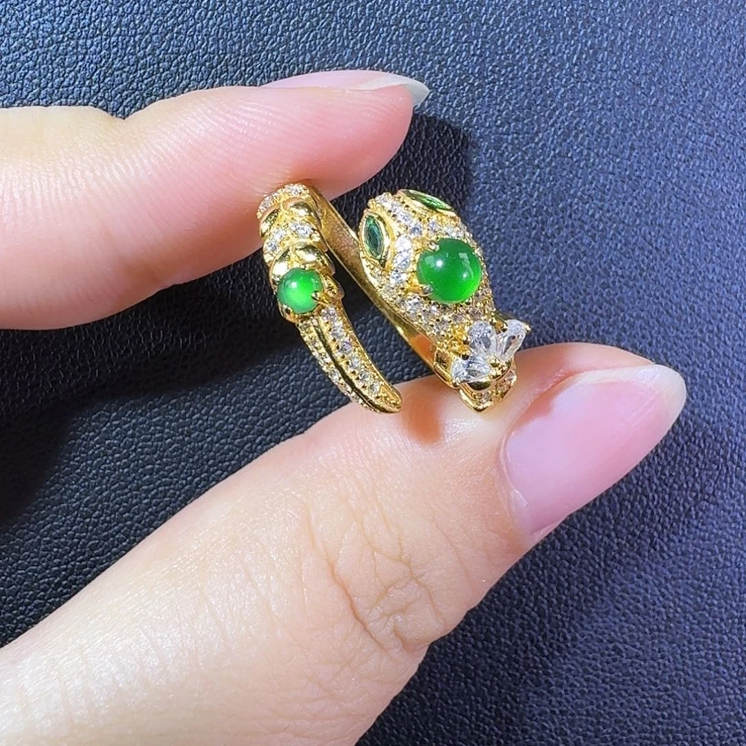 翡翠戒指银S925镶嵌蛋面