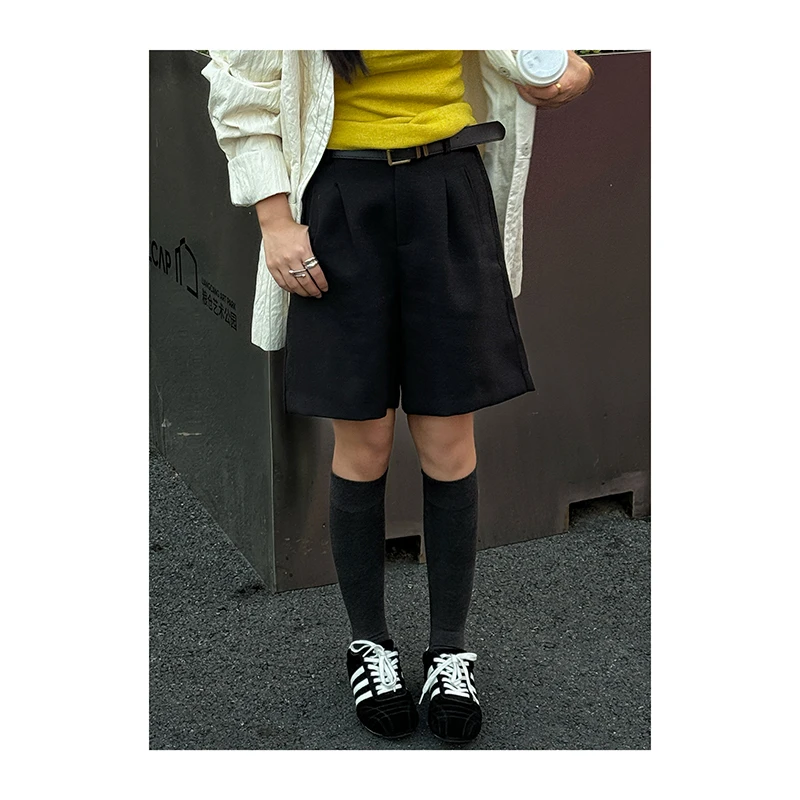 chien池恩晨 2025年秋新款/带腰带/宽松显瘦百搭休闲裤中裤短裤女