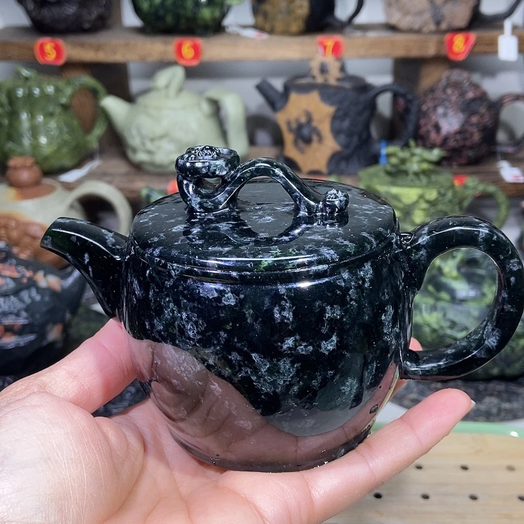 探***士蛇纹石玉藏玉汉瓦壶