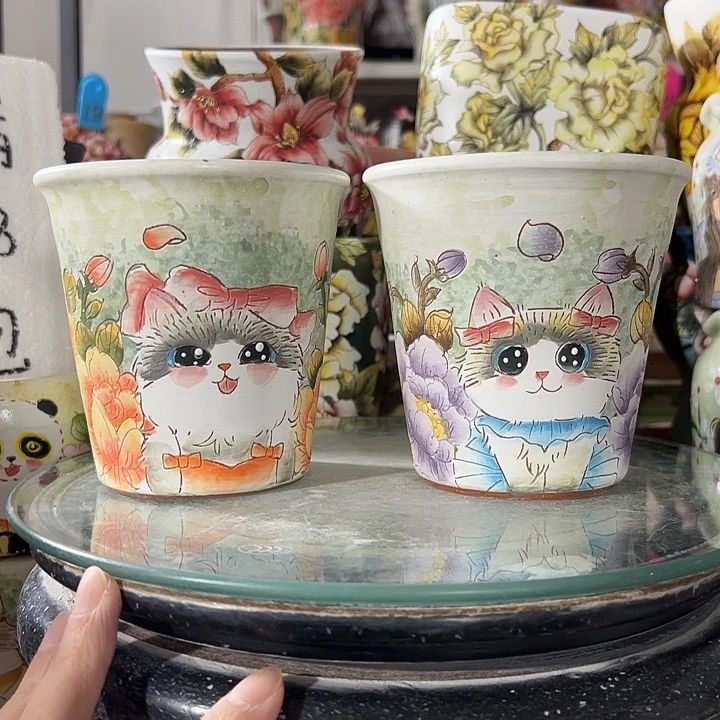 满38包邮 景德镇手绘花盆