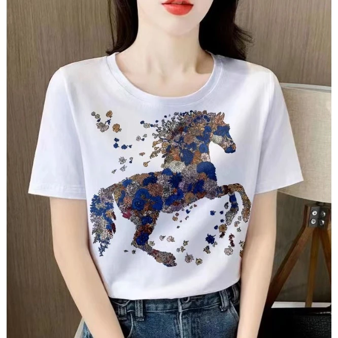 【南油玲姐】白色图案字母印花短袖T恤TX530