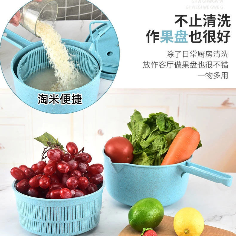 厨房沥水篮家用淘米器洗米筛打蛋神器多功能沙拉搅拌器瓜果甩干器