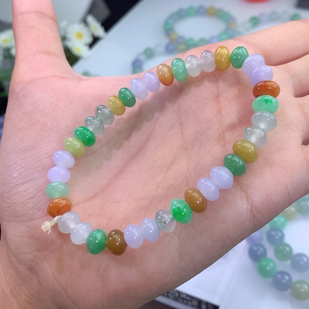 翡翠未镶嵌手链算盘珠多宝手串