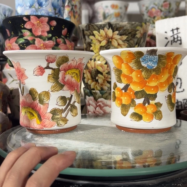 景德镇手绘花盆满38包邮偏远地区除外