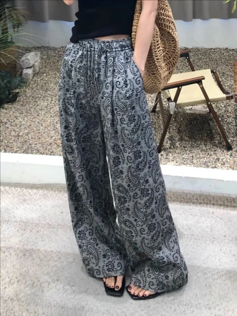 ［葡萄］老钱风阔腿裤夏季垂坠感宽松慵懒风阔腿裤