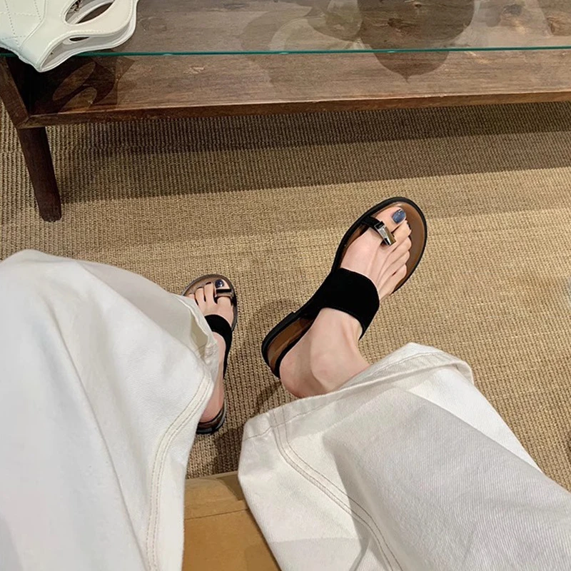 浩哥女装推荐爆款网红夏季4cm增高一字带外穿套趾凉拖女软底休闲