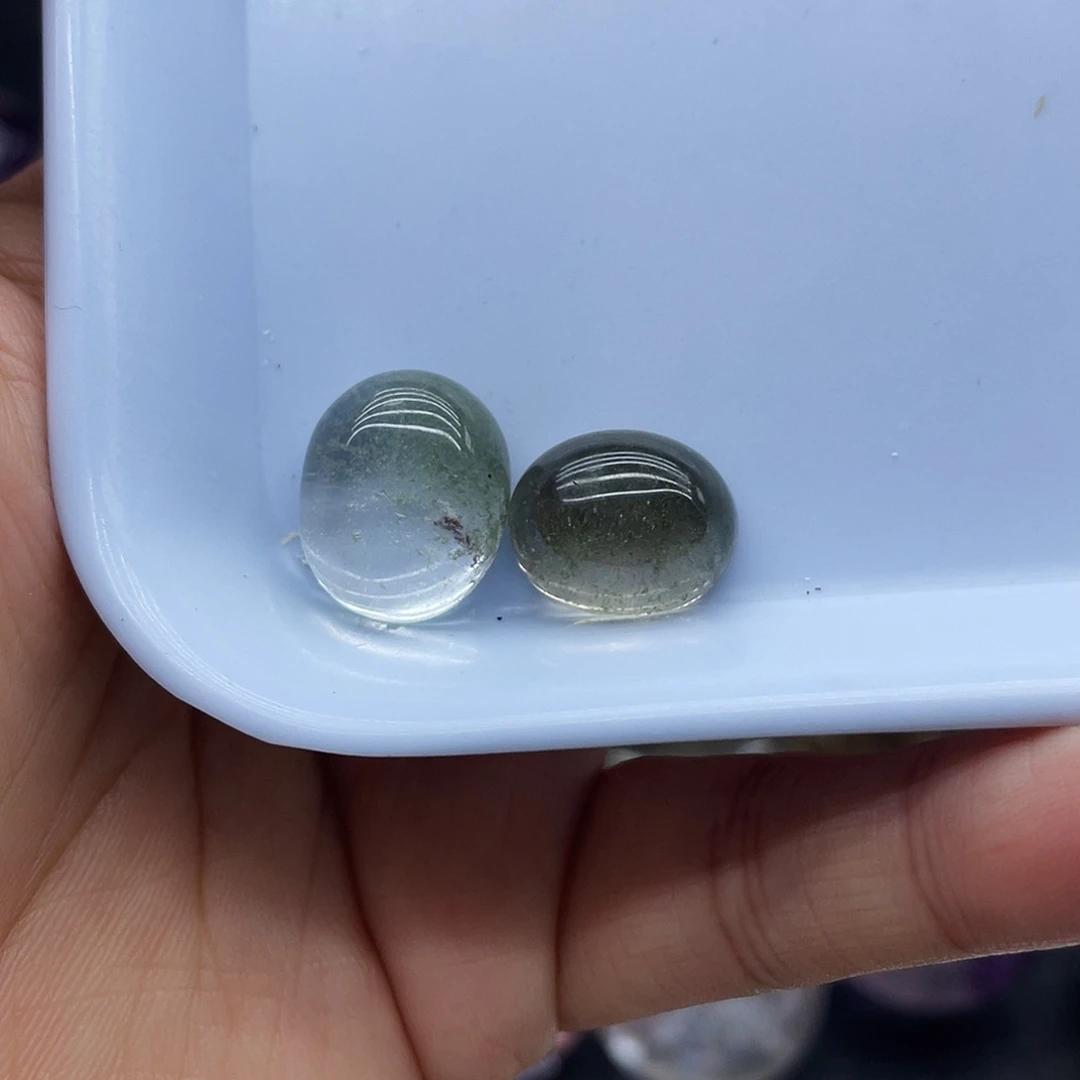 未镶嵌珠宝半成品水晶72绿幽灵蛋面