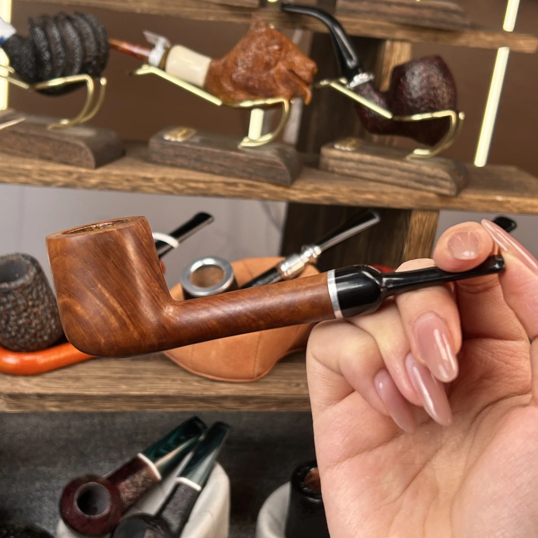 手工实木石楠木纹老式复古烟斗