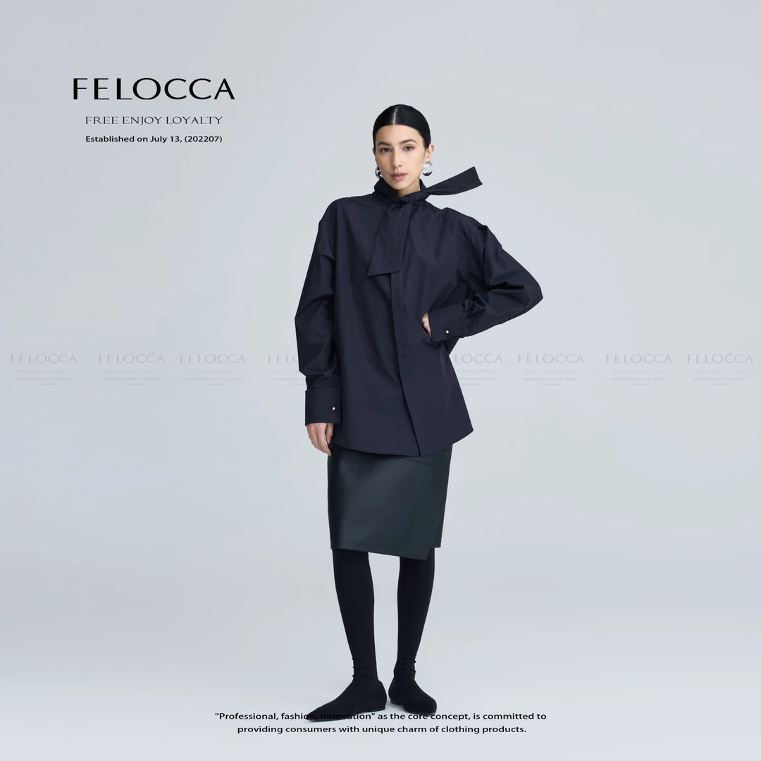 【FELOCCA】轻奢一片式系扣时尚气质显瘦皮半裙BA-140