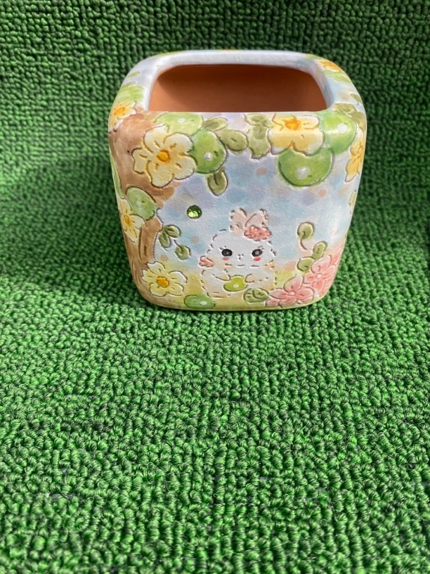 多肉花盆，手绘花盆，默认微瑕内口5.3高6.5