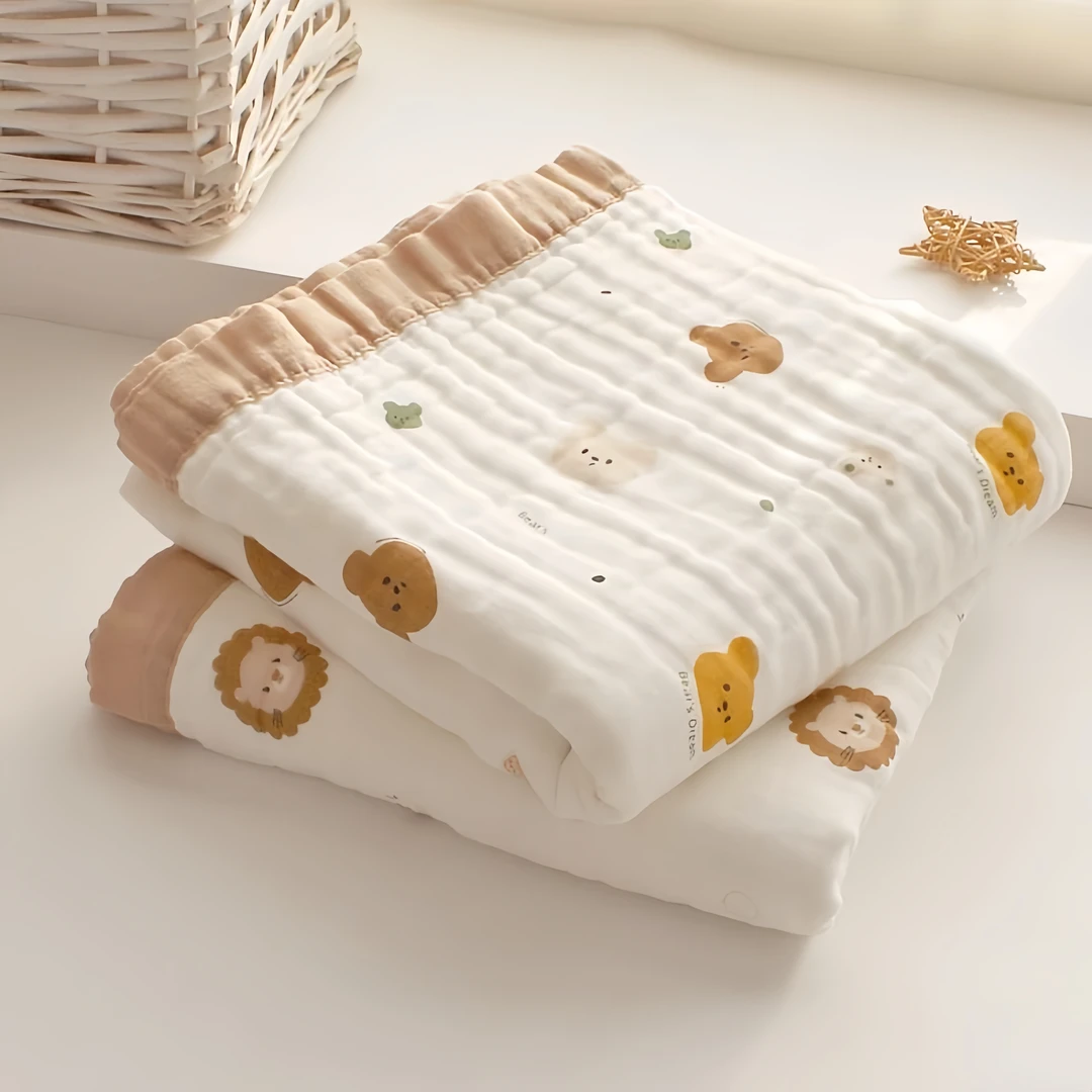 纯棉婴儿纱布浴巾婴儿洗浴巾六层洗澡毯子婴儿小推车冬季宝宝盖毯