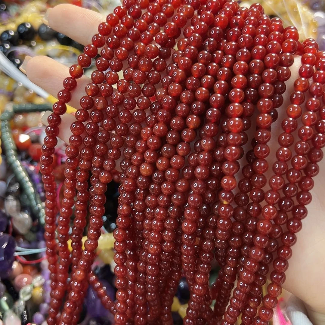 玛瑙/玉髓未镶嵌珠宝半成品红玛瑙卡5两条