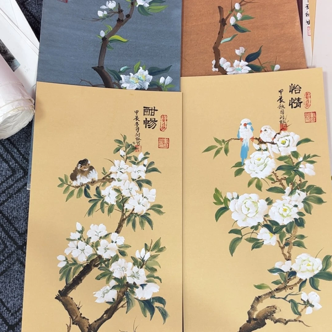 *****国画刘虹老师四尺四开花鸟旭4