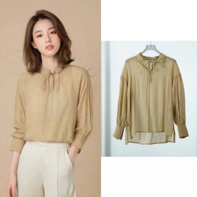 莉推荐【三C・伊】E593-1  女装套头长袖小衫咖色Y22310946C50