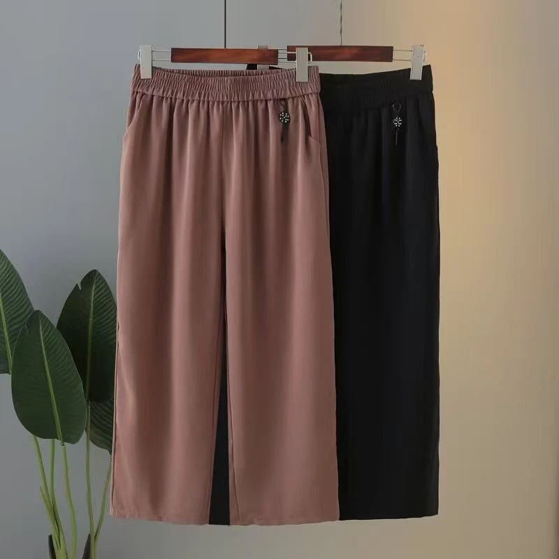2025年休闲大码女裤薄款夏季阔腿裤裤子宽松直筒长裤