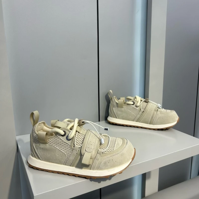 男鞋2025春夏新款网面方头透气高颜值憨憨拼接舒适百搭休闲小丑鞋