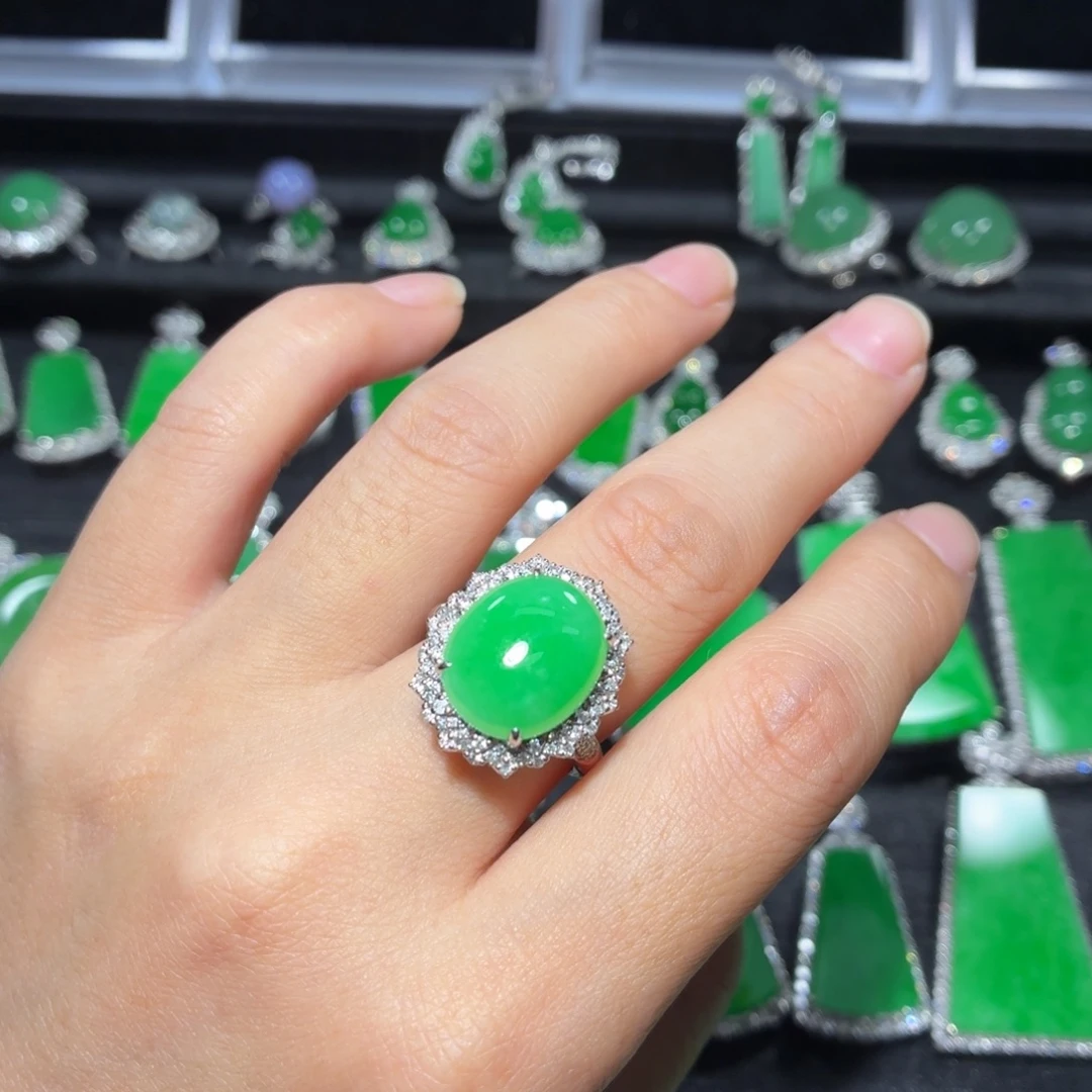 翡翠18K金镶嵌吊坠(不含链)159号