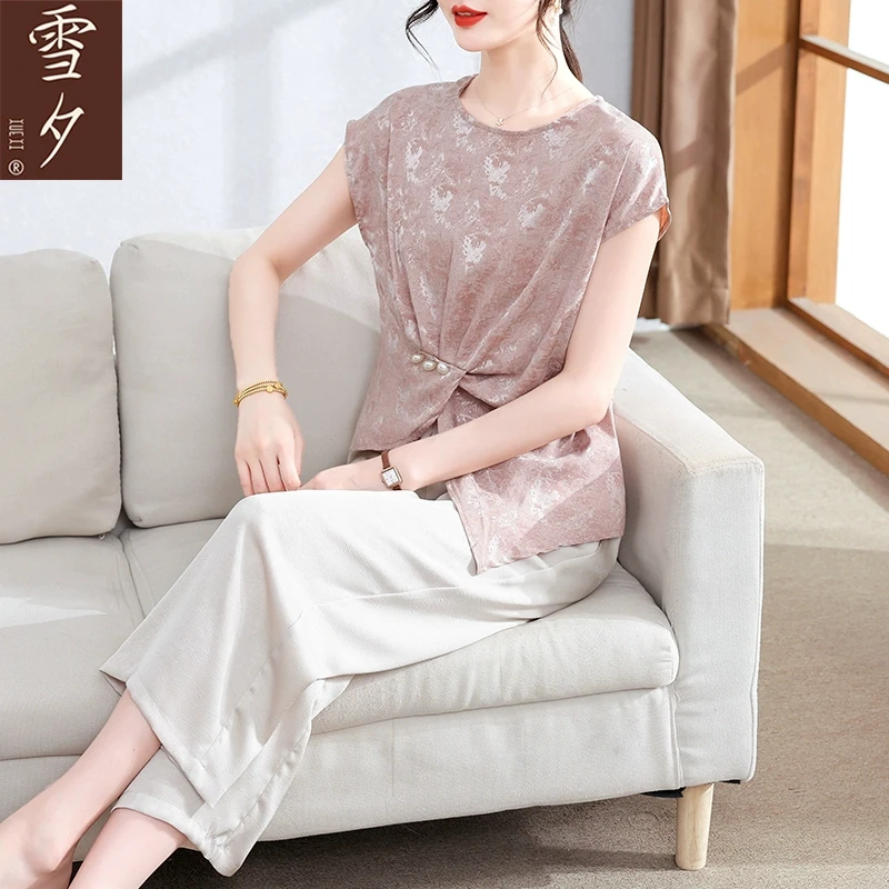 妈妈夏装2025新款套装中年妇女短袖上衣母亲节洋气高贵小衫薄T恤