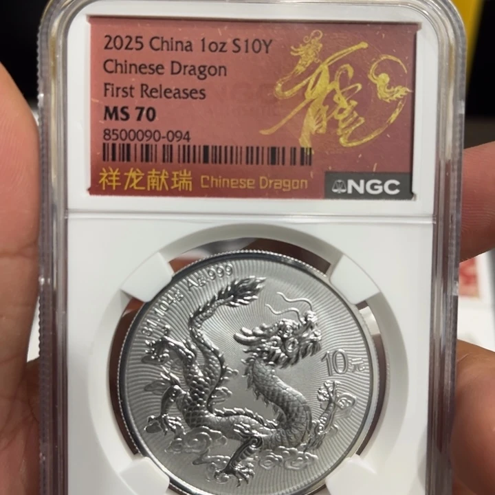 纯银中国龙银币，编号z90-094