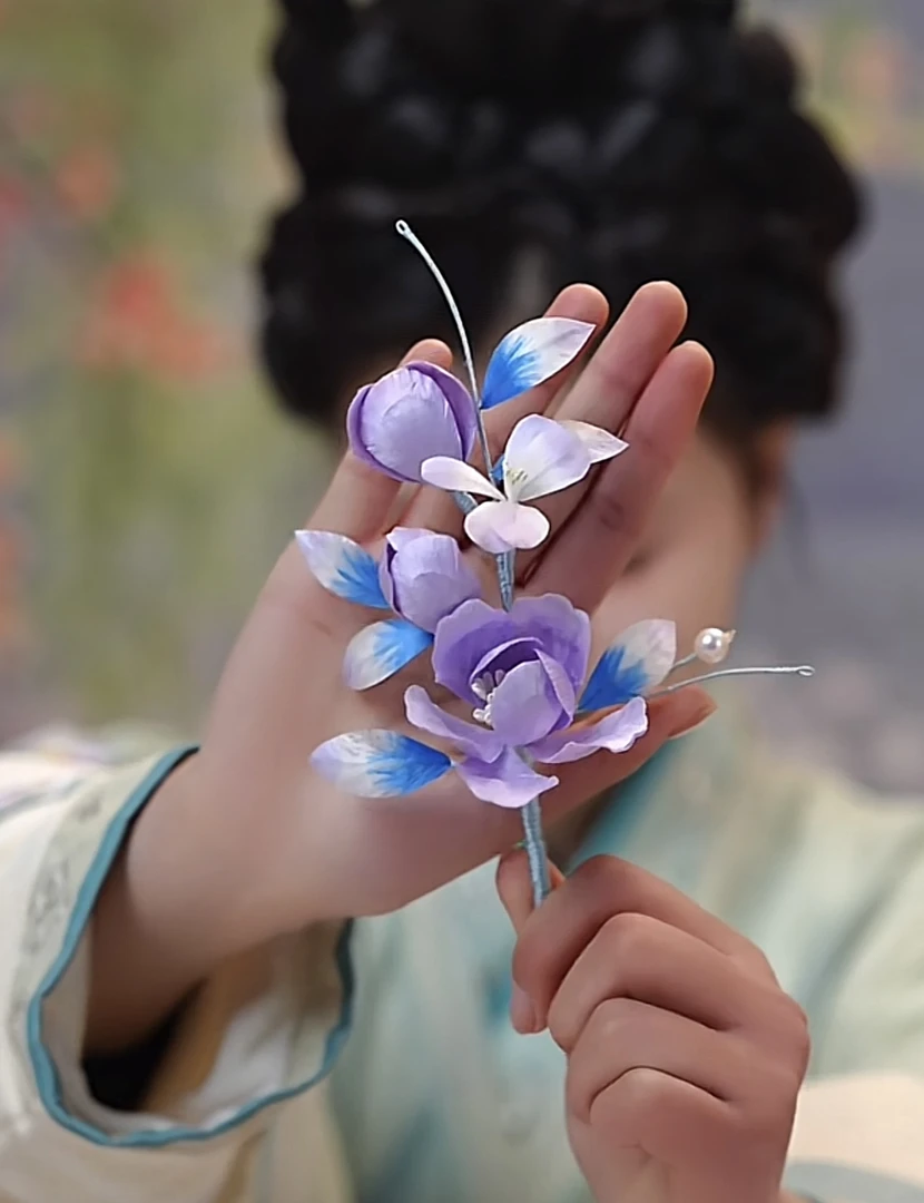 江南浔古风发饰汉服配饰 绒花默认软簪改主体找客服