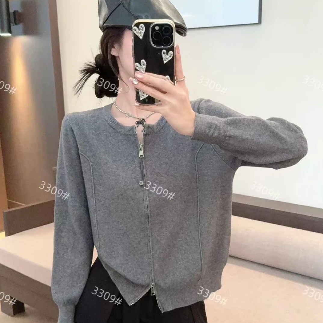 3309拉链毛针织衫毛衣女装秋季ins长袖上衣厚款女针织