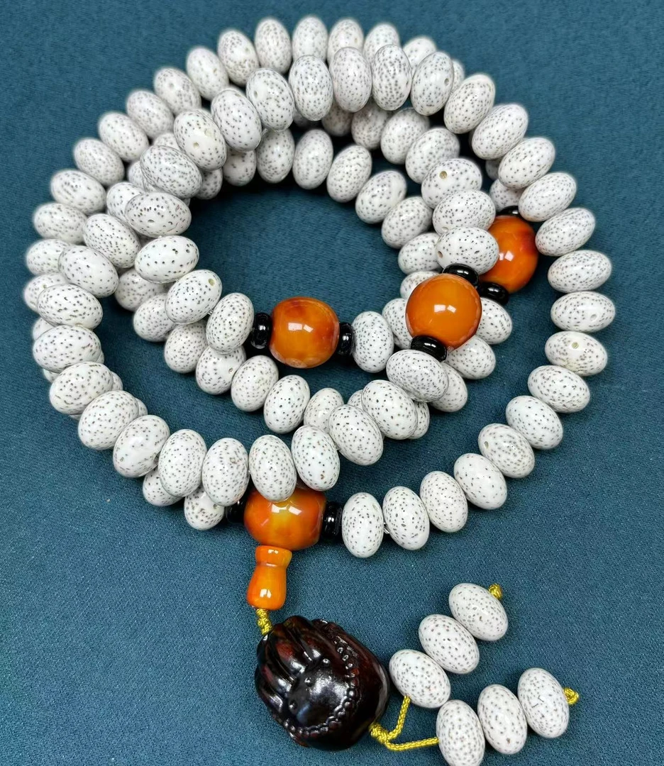 海南星月菩提脱脂玄月精品算盘珠108颗高密高抛 佛珠念珠文玩长串