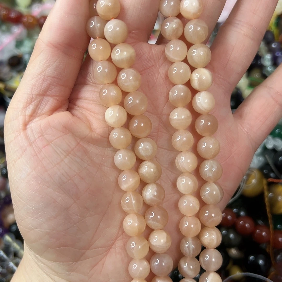 玛瑙/玉髓未镶嵌珠宝半成品，卡8太阳石一条