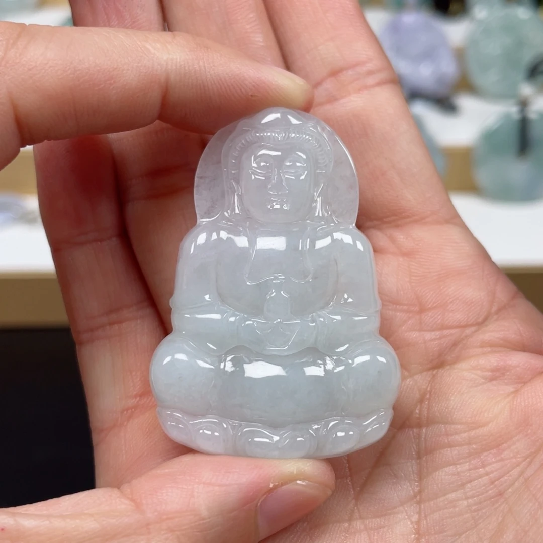 翡翠颈饰未镶嵌天然翡翠A货观音35号