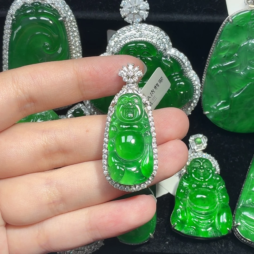 翡翠银S925镶嵌颈饰天然A货翡翠