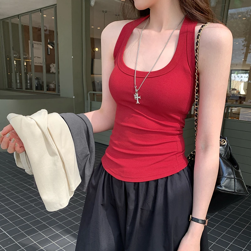 春夏季2025新款小众外穿无袖工字背心女内搭打底辣妹上衣