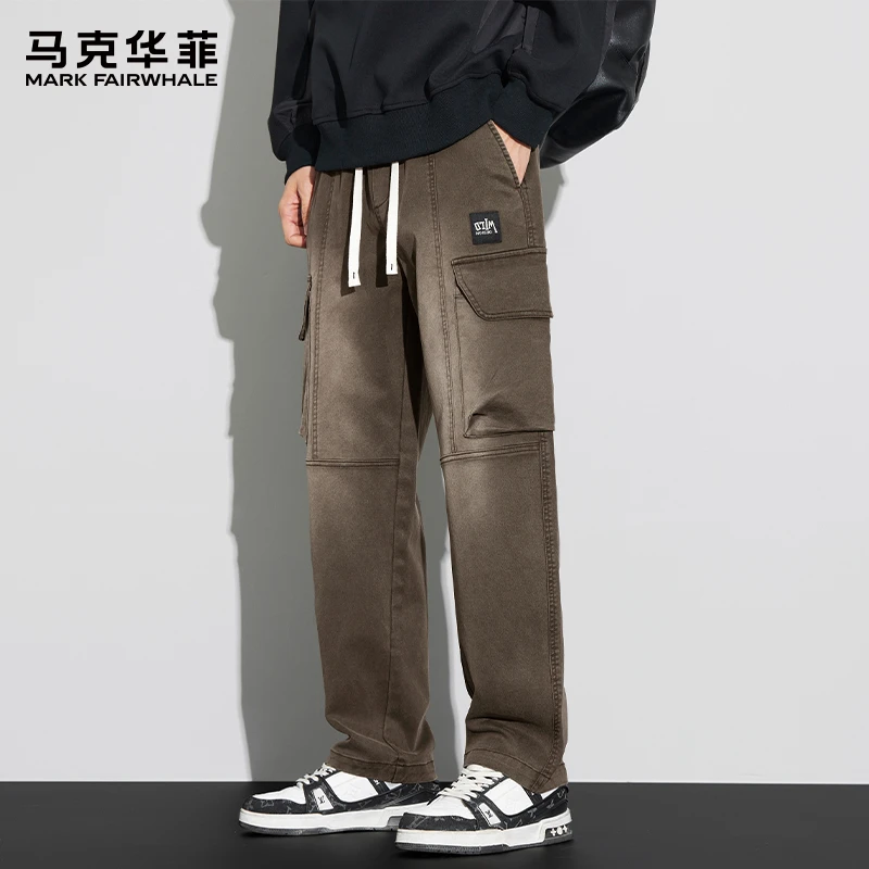 马克华菲美式工装裤男士秋季新款宽松直筒潮牌百搭垂感休闲长裤子