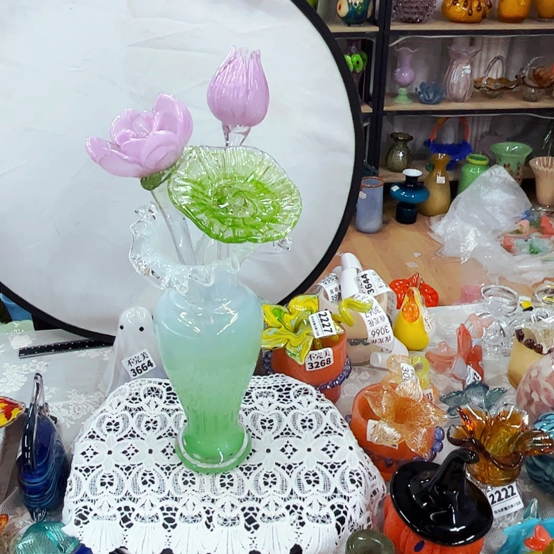 一套3花1瓶 家悦琉璃工艺品