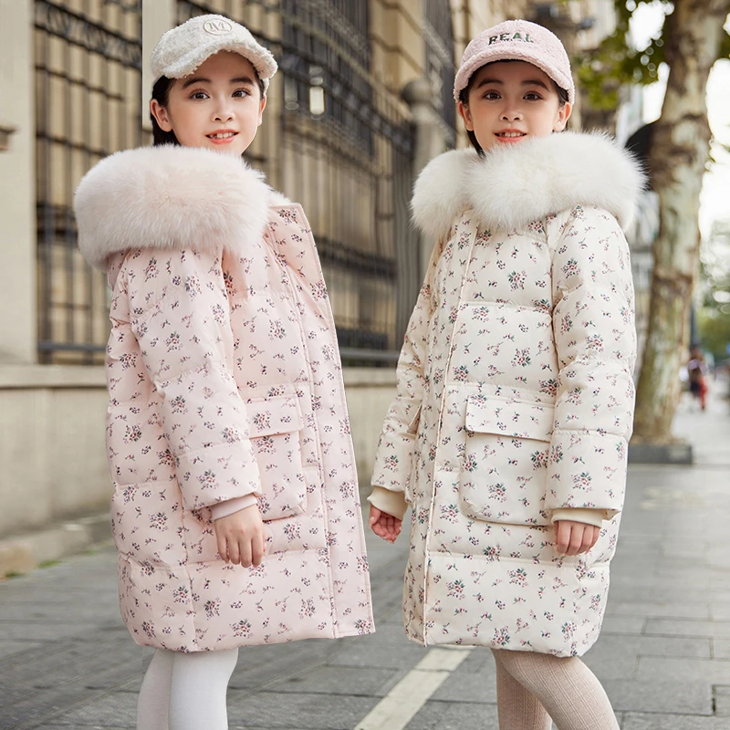 2025新款女童羽绒服中长款洋气中大童儿童白鸭绒加厚童装冬季外套
