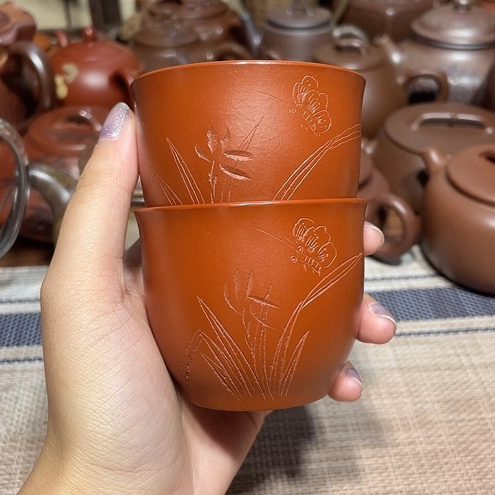 茶壶紫砂紫砂宜兴紫砂杯两只
