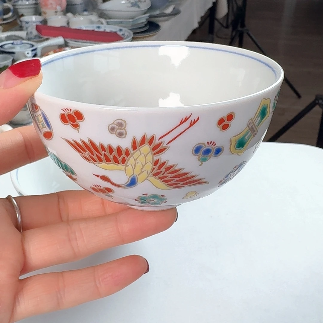 瓷片1只九谷烧9.5厘米手绘饭碗