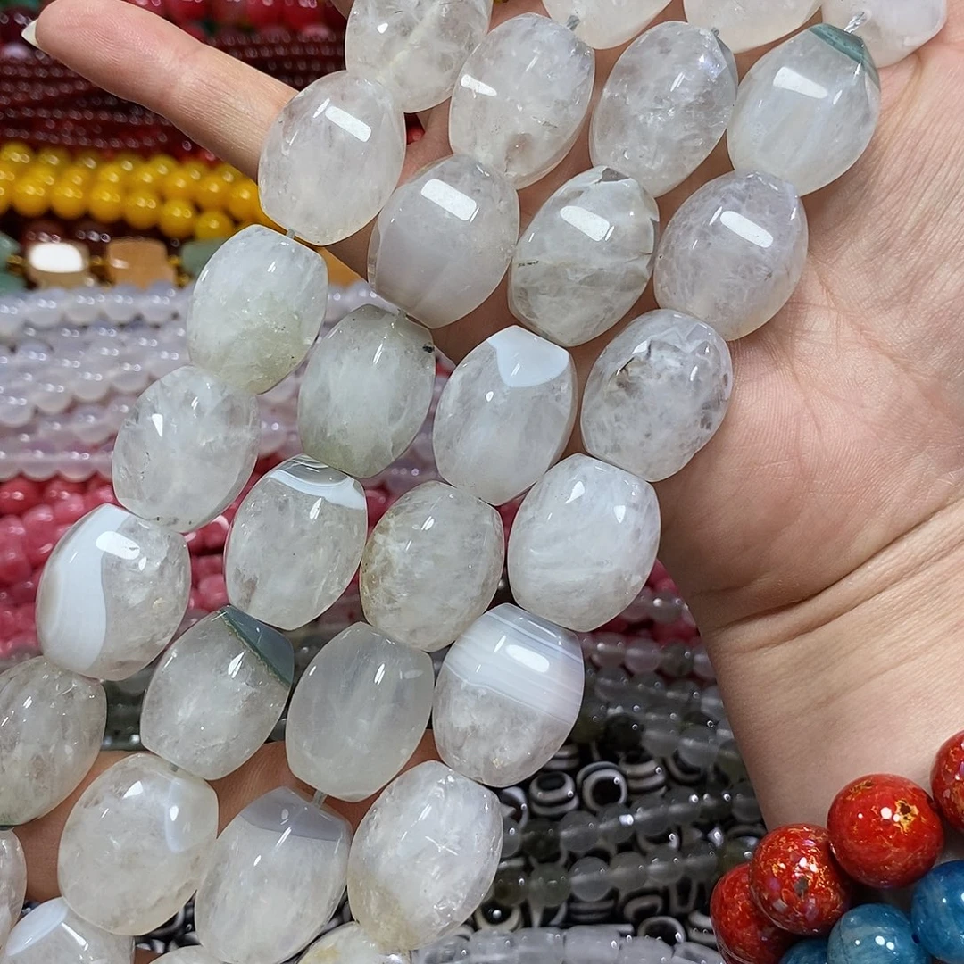 玛瑙/玉髓未镶嵌珠宝半成品水晶玛瑙瓜珠一条卡17*22mm