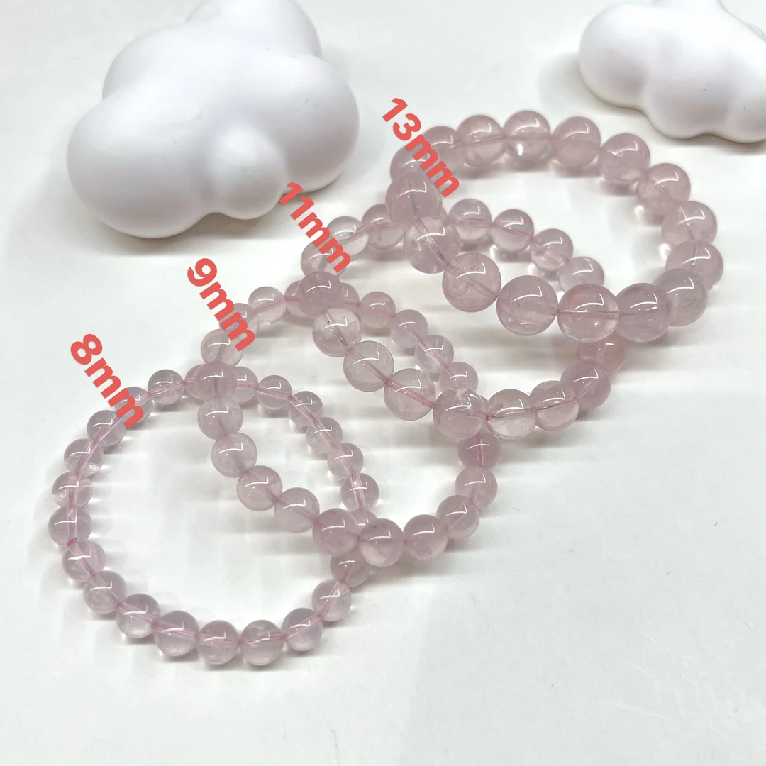 【小宝珠宝】17 T94421-星光粉晶单圈手串-多样性发一件-8-13mm