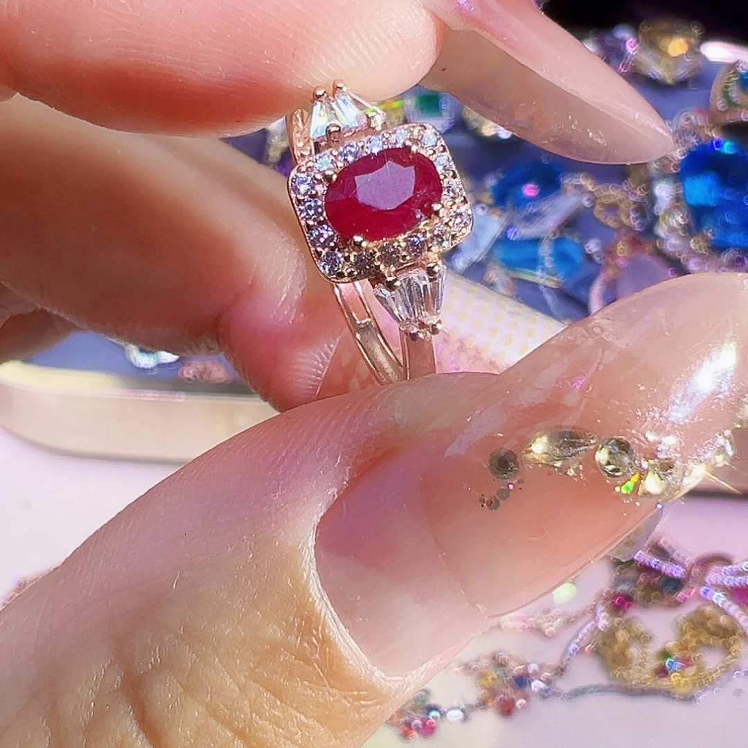 红宝石银S925镶嵌红宝石