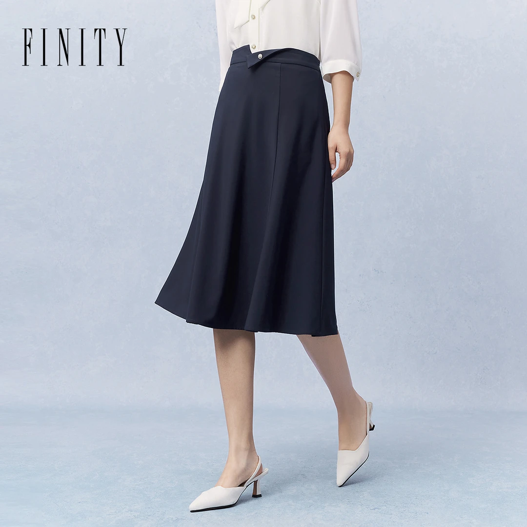 【粉丝专享】FINITY 时尚气质简约中长款显瘦半身裙 F21XCD08Q1