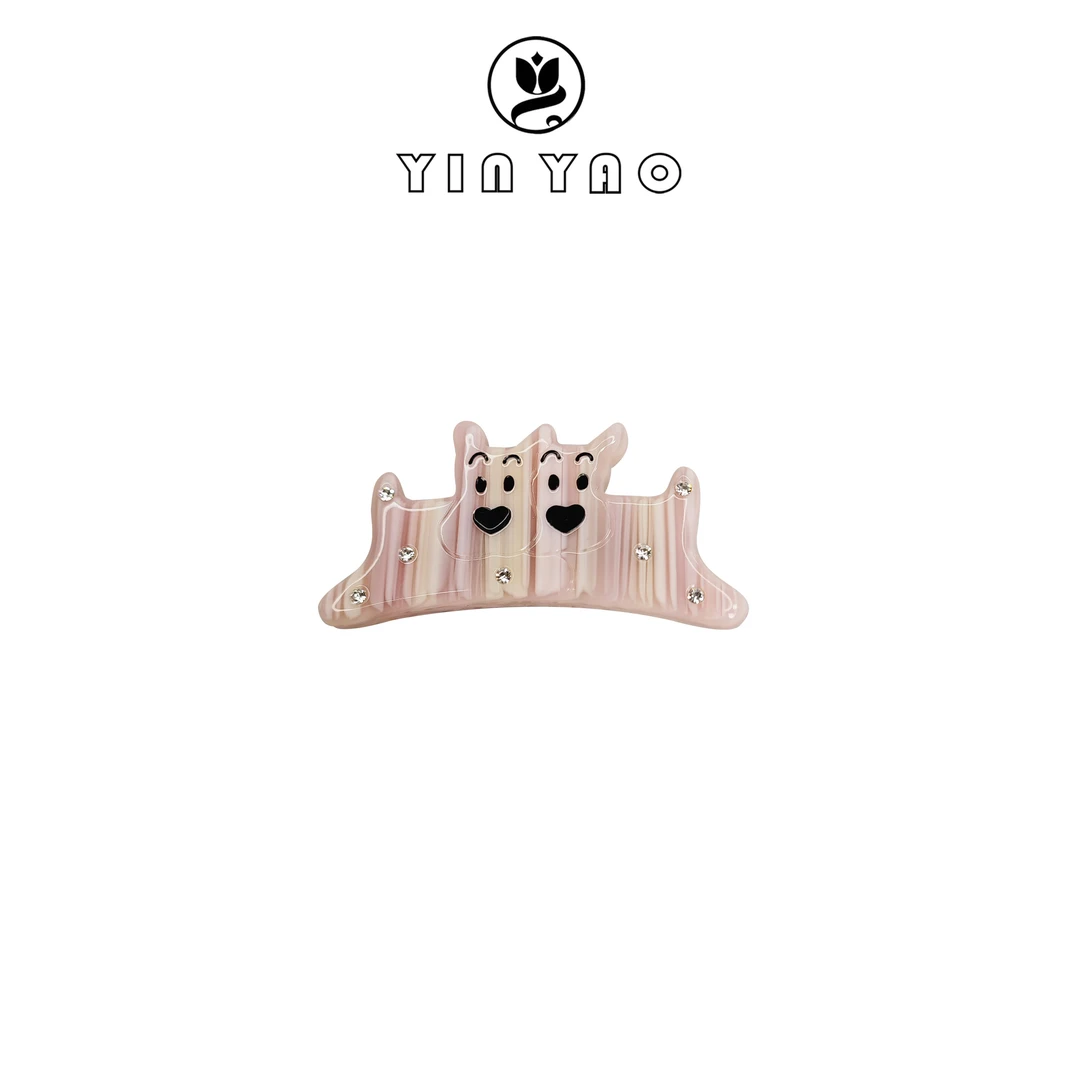 【YINYAO】原单设计时尚可爱简约醋酸小狗边夹刘海夹0420