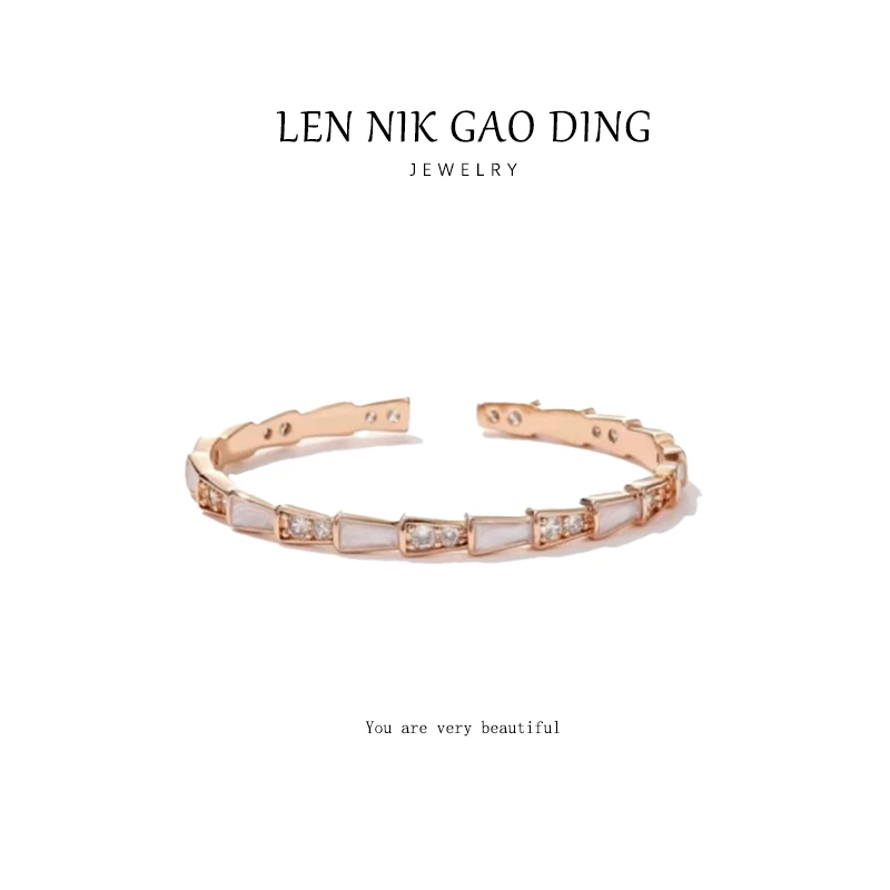 合金莫桑石手镯  lennik/lennik-ML经典轻奢百搭开口蛇骨手镯