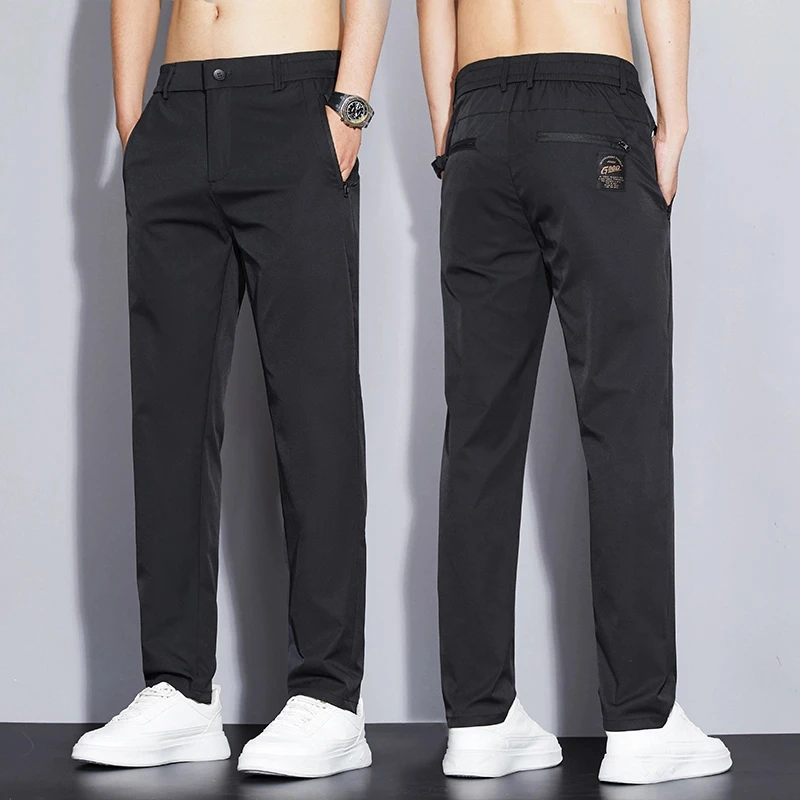 2025春季新款男士休闲裤男裤薄款宽松弹力直筒商务百搭冰丝裤男款