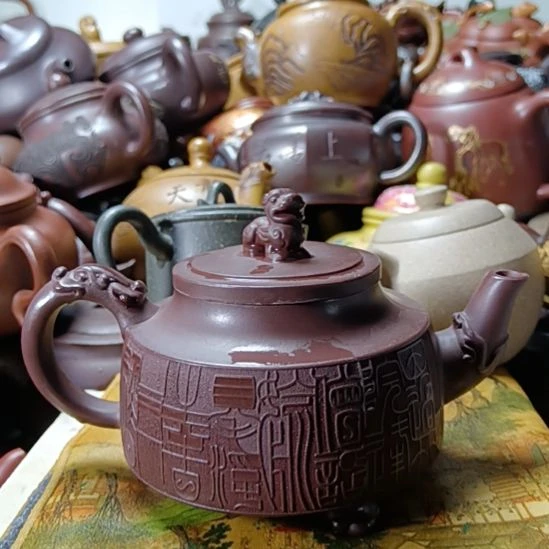 茶壶紫砂宜兴原矿石红柴烧手工320cc紫砂壶
