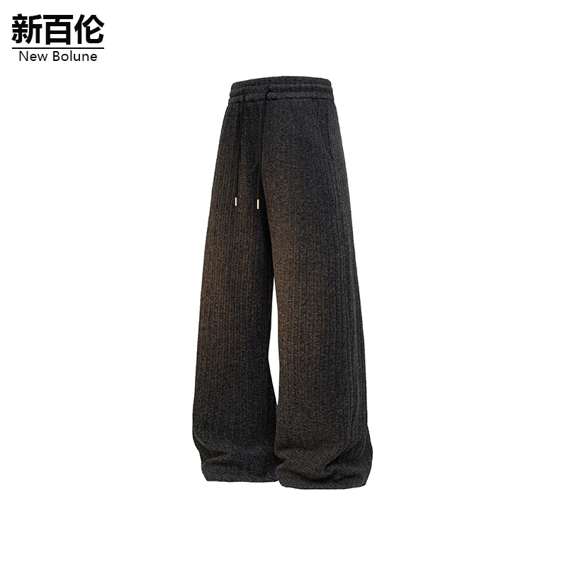 新百伦/NEW BOLUNE港风重磅休闲裤男秋冬新款百搭加绒宽松长裤
