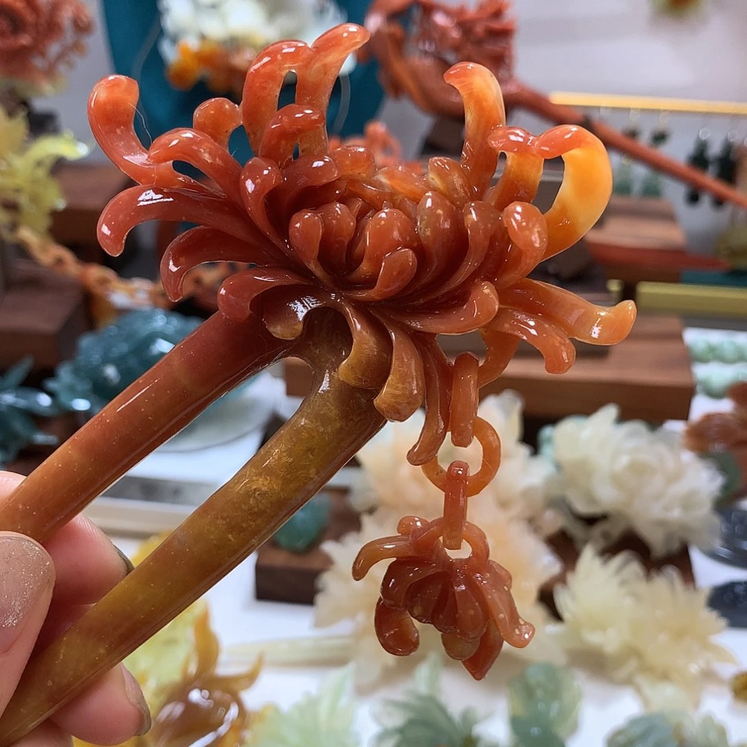 A***X蛇纹石玉合金发饰