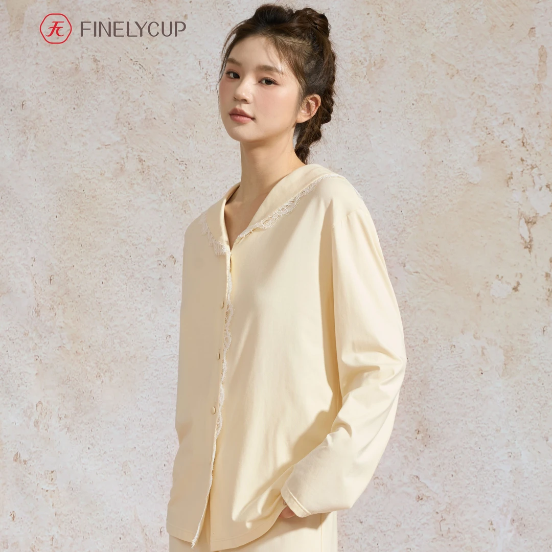 J01A3梵妳卡波睡衣女春秋款莫代尔长袖长裤宽松舒适家居服套装