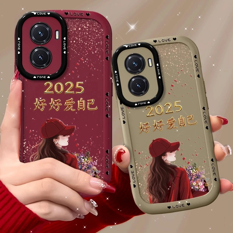 适用vivoy77手机壳捧花爱自己泡芙壳硅胶软壳镜头全包保护套